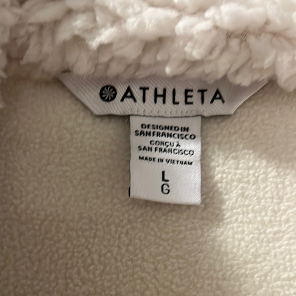 Athleta Cream Teddy Jacket Plush Fleece Warmth - Picture 2 of 3
